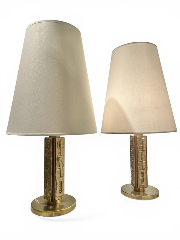 L 631 OB pair of brutalist lamps by Brotto, 1970’s