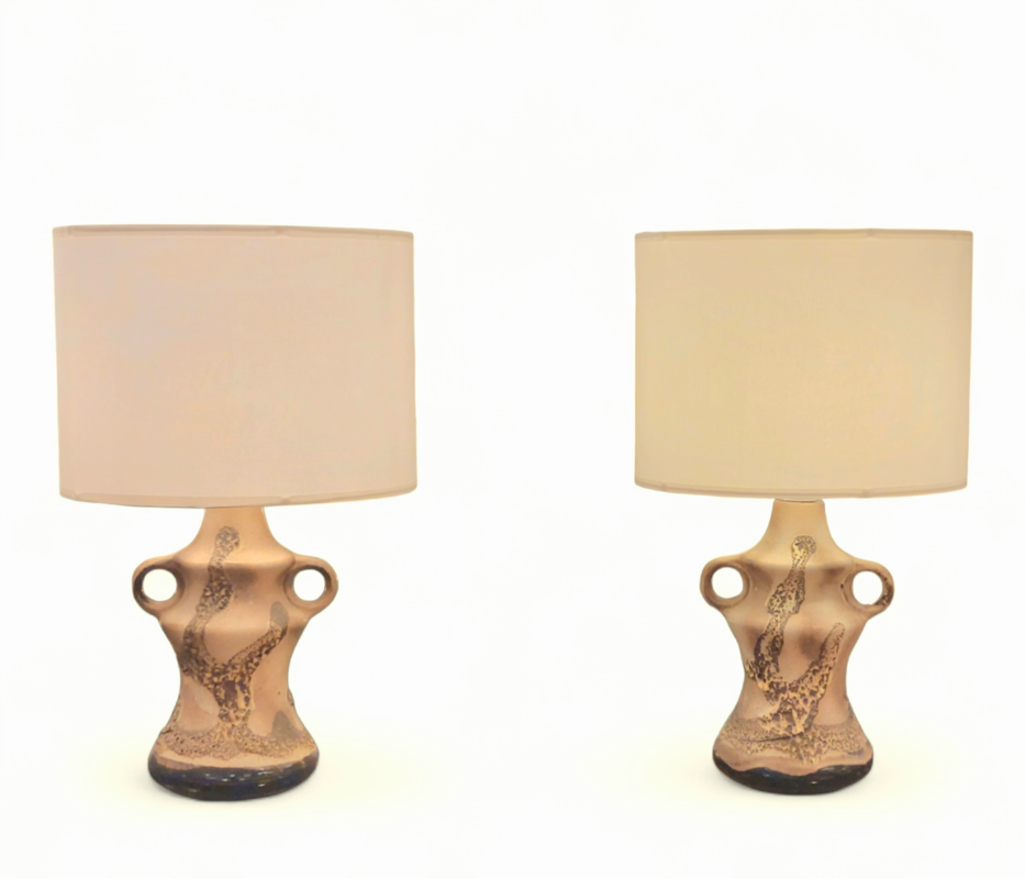 L 639 JC Paire ceramic Fatlava table lamps 1970s