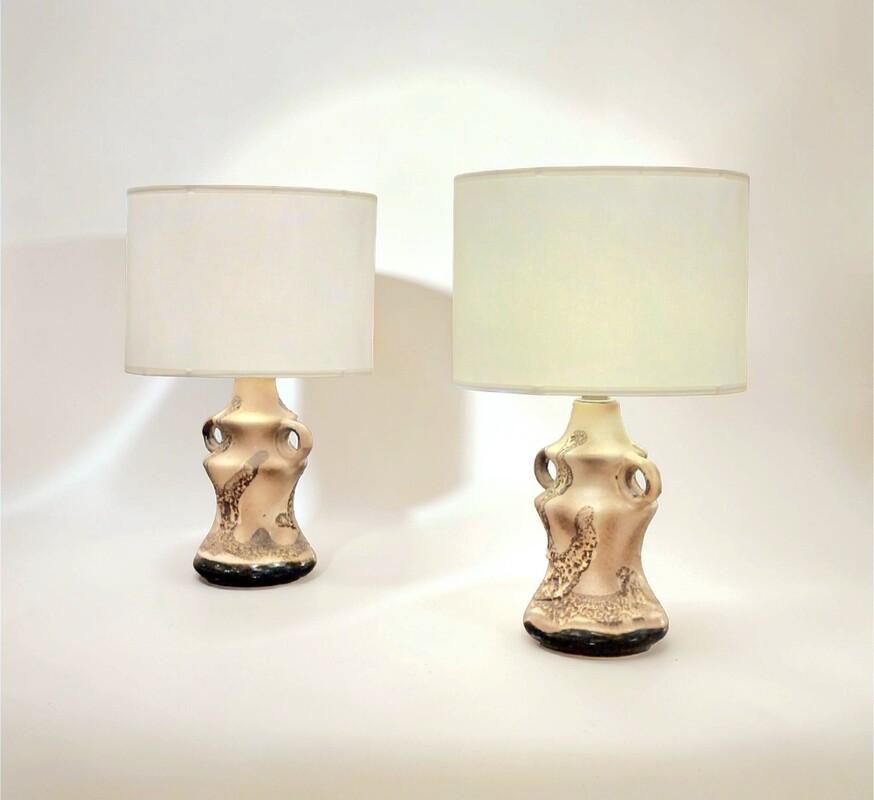 L 639 JC Paire ceramic Fatlava table lamps 1970s