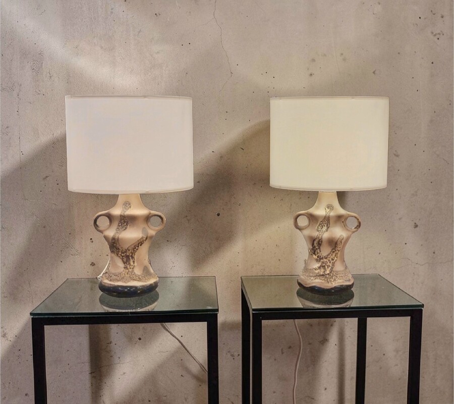 L 639 JC Paire ceramic Fatlava table lamps 1970s