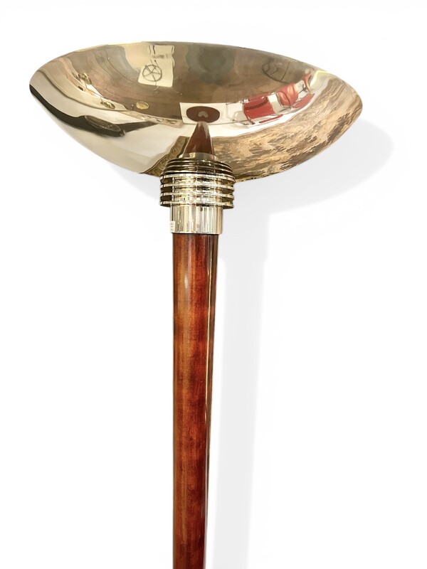 L 644 art deco nickel-plated steel and wood floor lamp, 1930’s