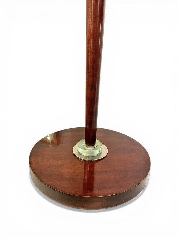 L 644 art deco nickel-plated steel and wood floor lamp, 1930’s
