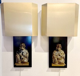 L 646 RD Pair of sconces with Buddha 1970s, France 