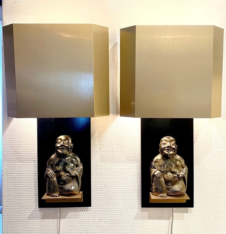L 646 RD Pair of sconces with Buddha 1970s, France 