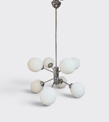 L 671 AG chandelier opalin and chrome 1960’s