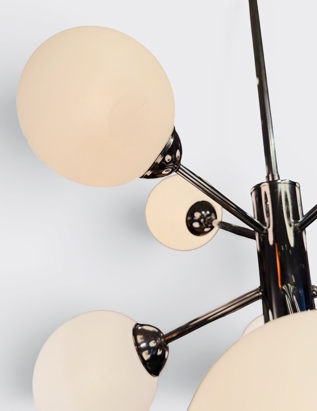 L 671 AG chandelier opalin and chrome 1960’s