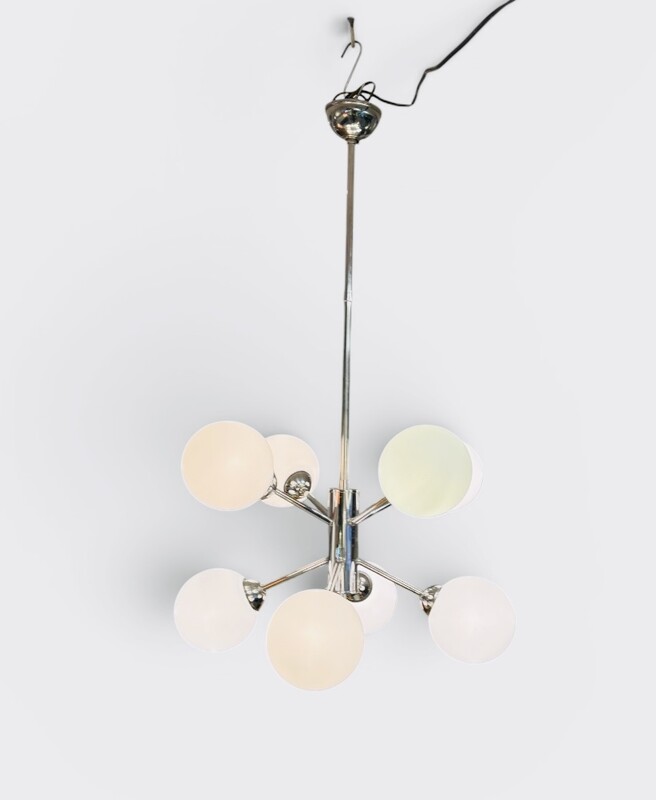 L 671 AG chandelier opalin and chrome 1960’s