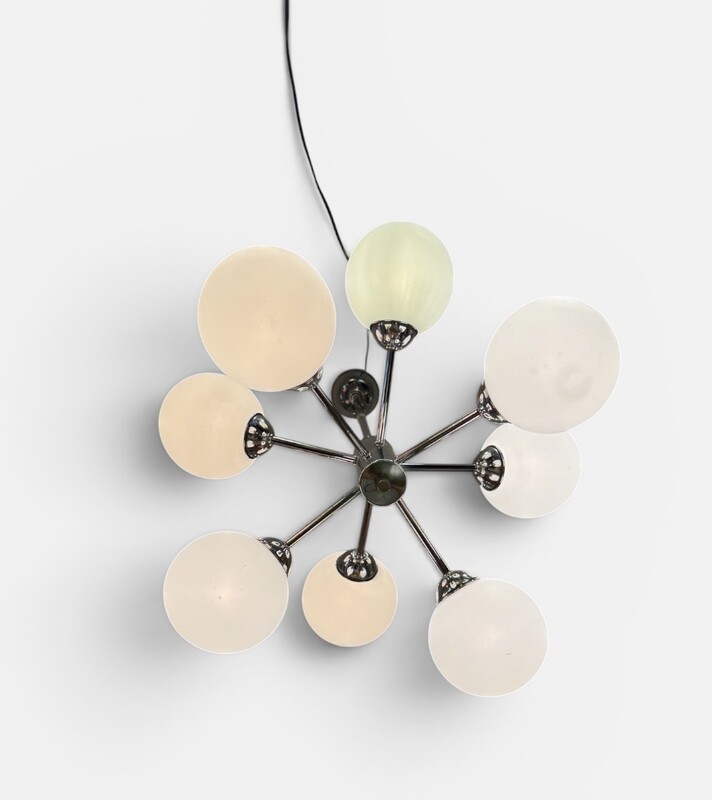 L 671 AG chandelier opalin and chrome 1960’s