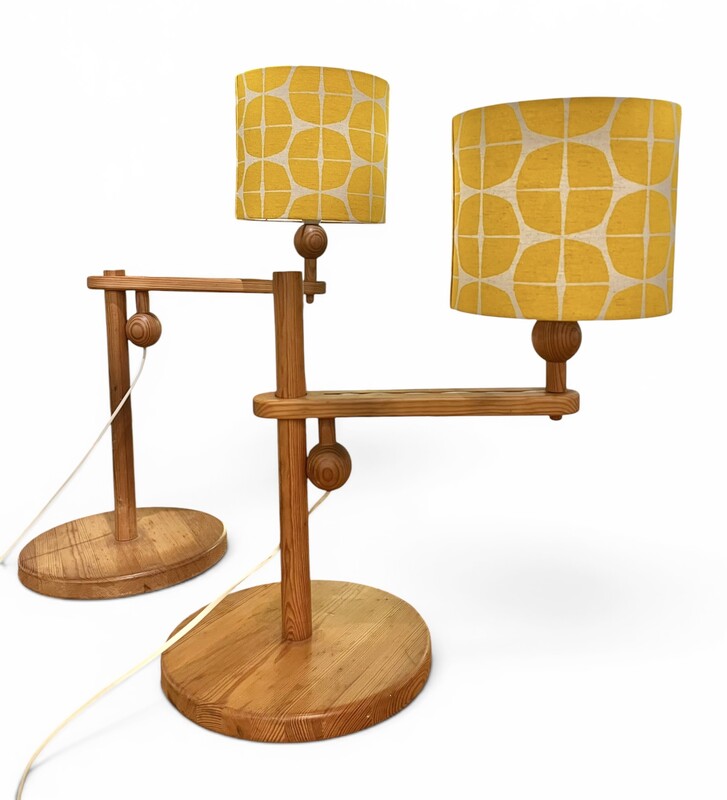 L 678 RP pair of pine table lamps, 1970’s