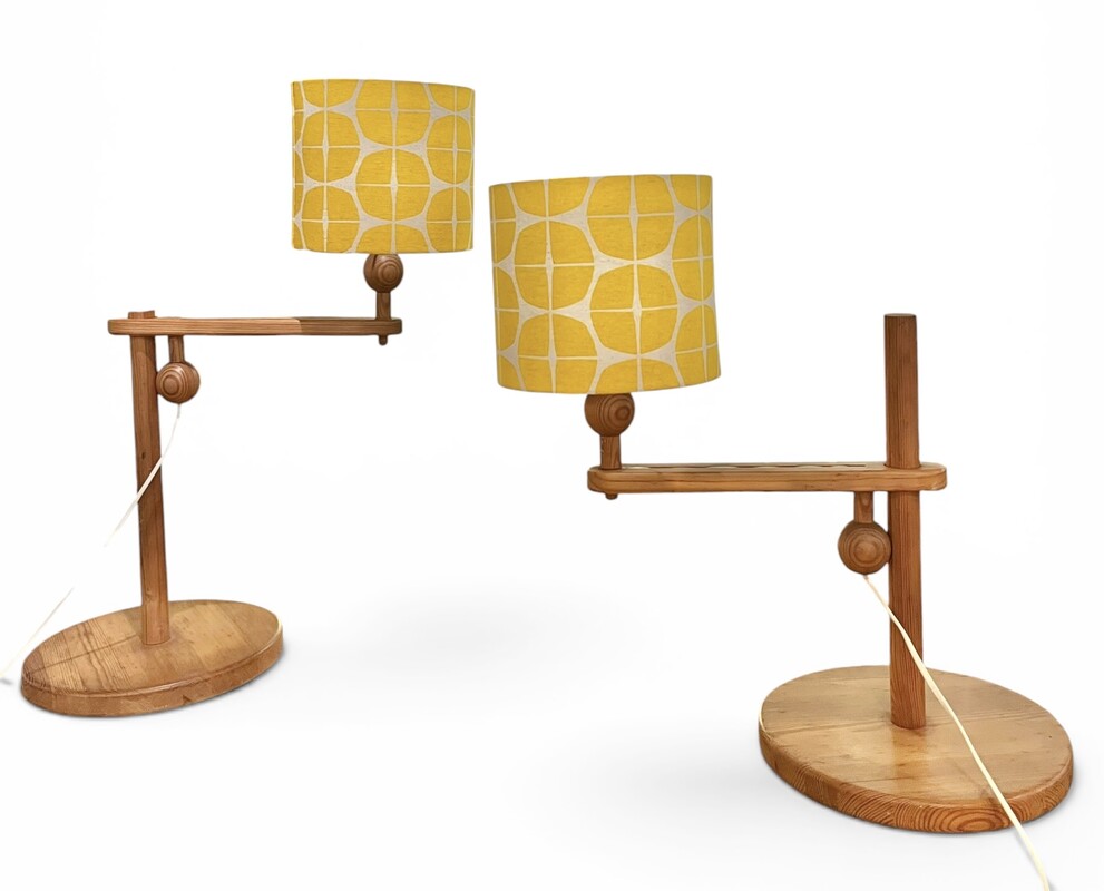 L 678 RP pair of pine table lamps, 1970’s