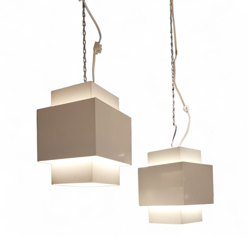 L 679 JC Pair Lacquered metal hanging lamps by Hans Agne Jakobsson 1970s
