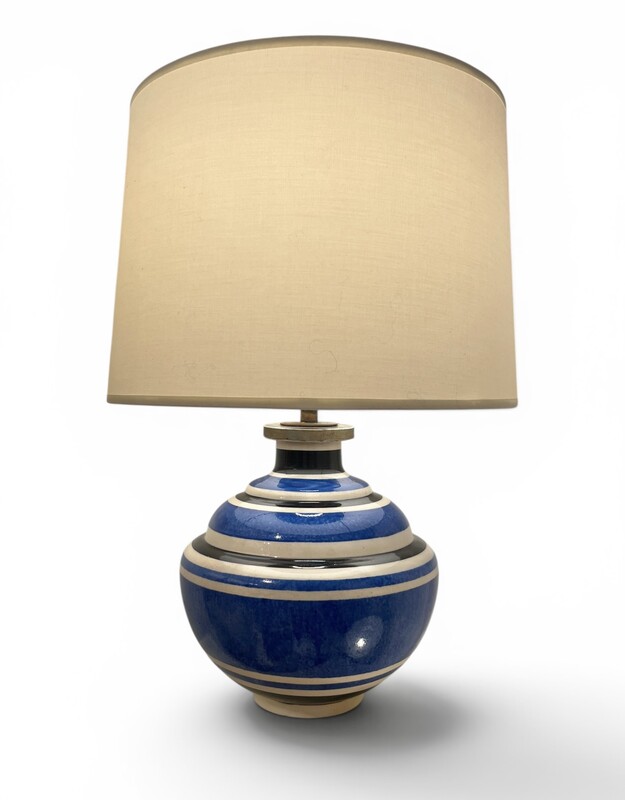 L 684 OB White and blue table lamp by Sèvres 