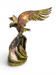 L 686 APO falcon lamp, brass agate and mica by Richard and Isabelle Faure, circa 1970