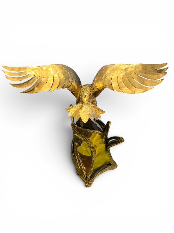L 686 APO falcon lamp, brass agate and mica by Richard and Isabelle Faure ( with certificate )  circa 1970