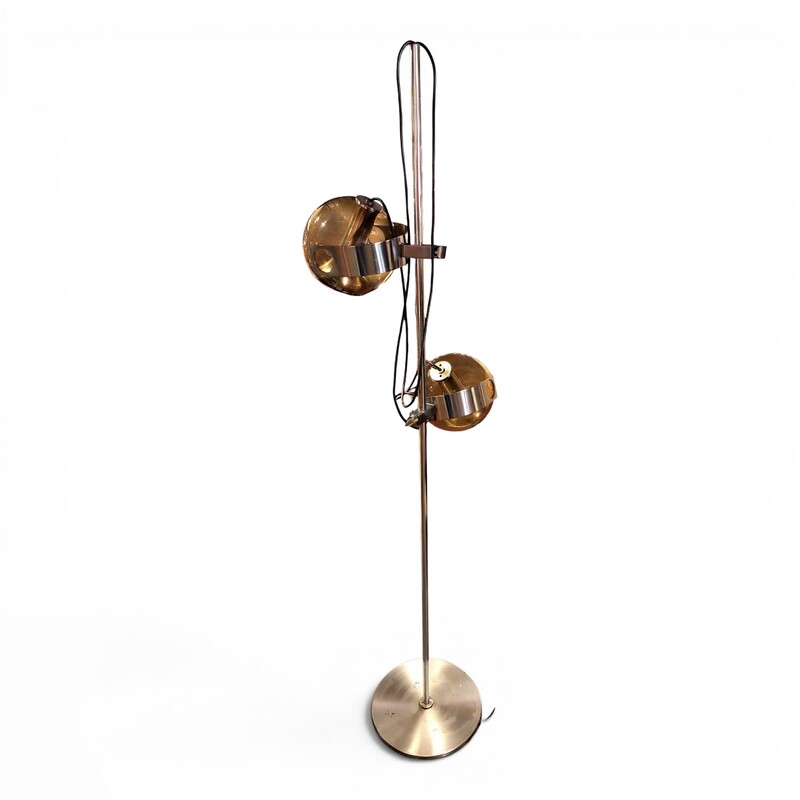 L 696 JC Space age glass and brushed steel floorlamp, Italy 1970s 