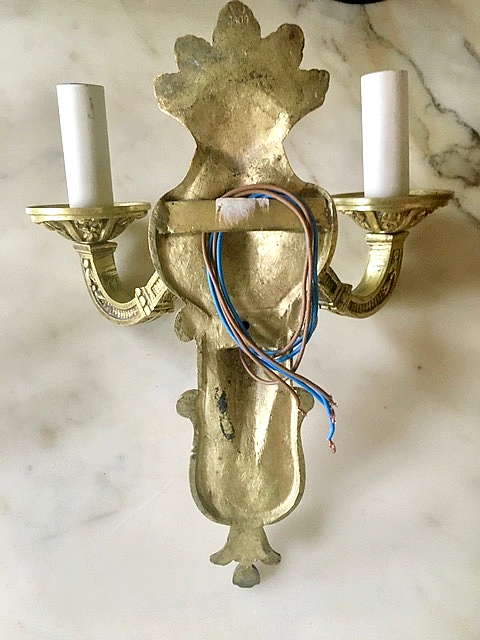 L 703 YD Gilt bronze wall lamps France 1950s
