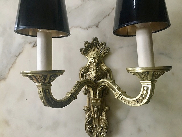 L 703 YD Gilt bronze wall lamps France 1950s