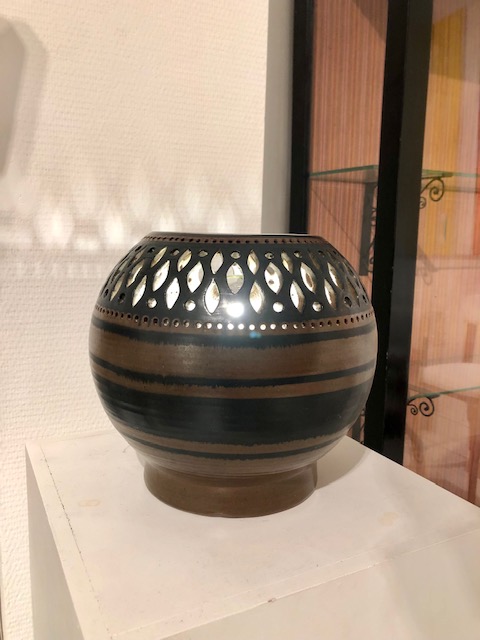 L 705 OB signed french ceramic lamp 70's