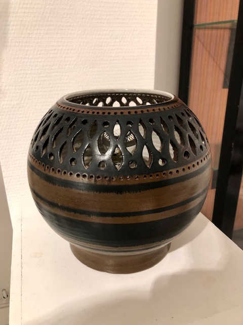 L 705 OB signed french ceramic lamp 70's