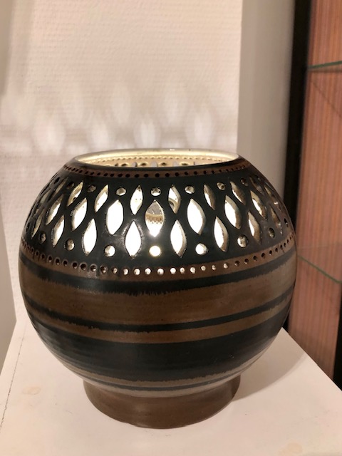 L 705 OB signed french ceramic lamp 70's