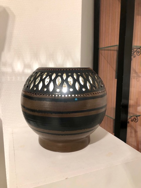 L 705 OB signed french ceramic lamp 70's