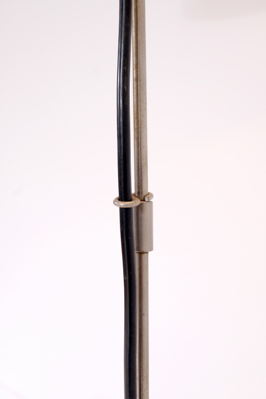 L 72 JC Vintage design floor lamp brushed steel and silk shade Ca 1980