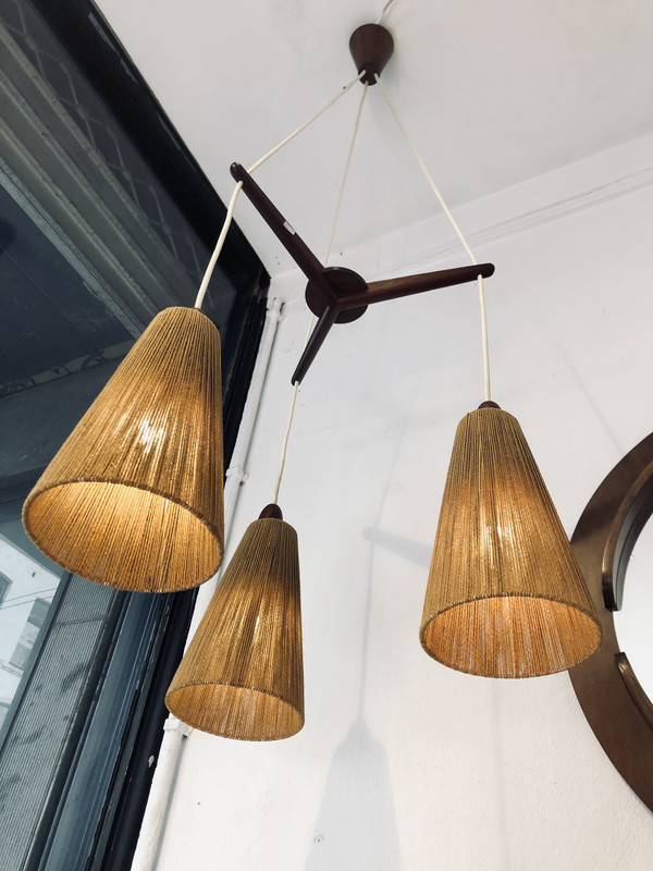 L 749 SC suspension light, exotic wood and string 