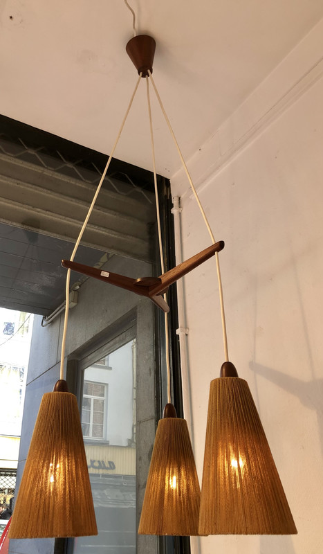 L 749 SC suspension light, exotic wood and string 