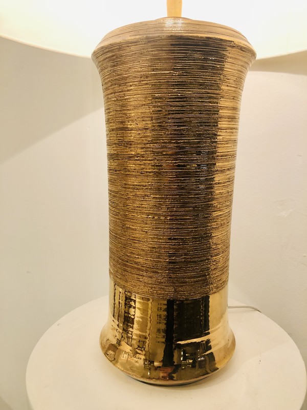 L 770 OB Gold ceramic lamp, Bitossi, 1970’s, Italy