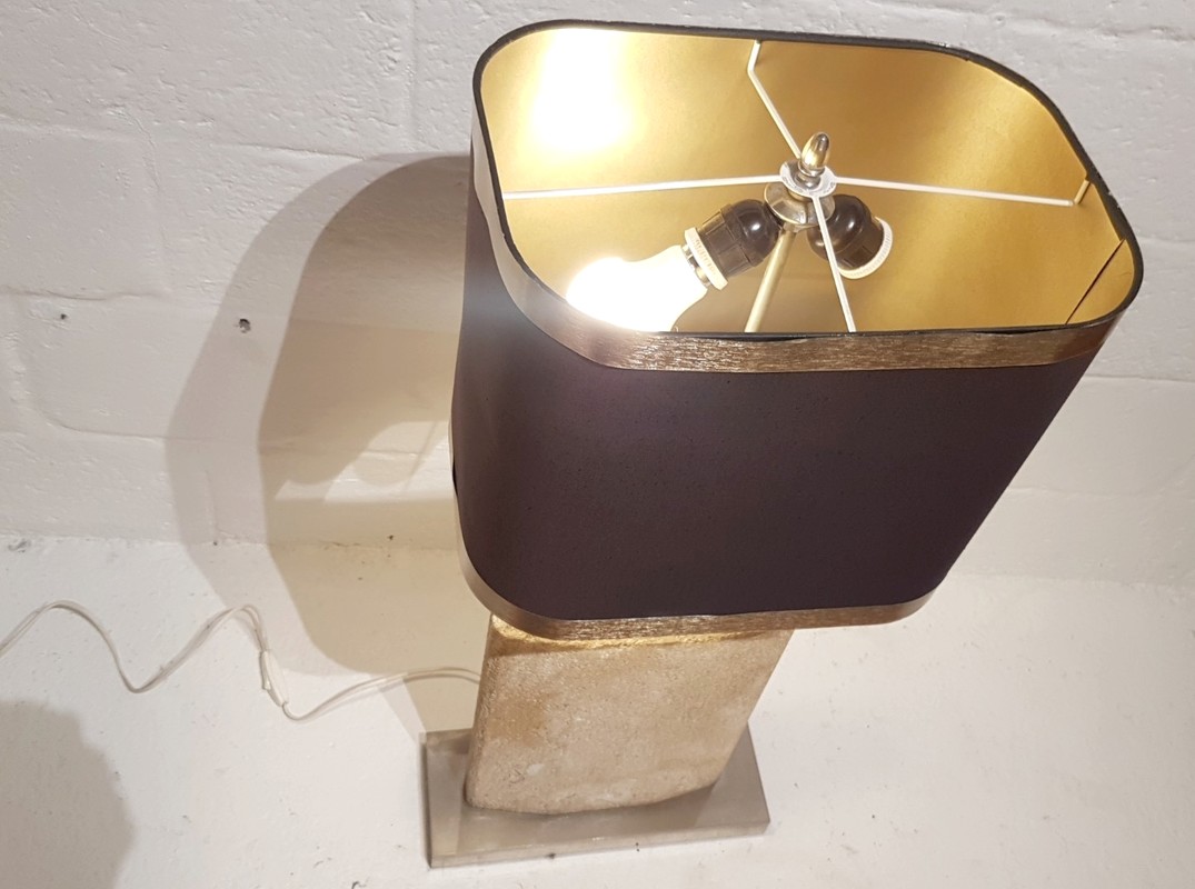 L 774 JC Large shell stone table lamp by Albert Tormos 1970s