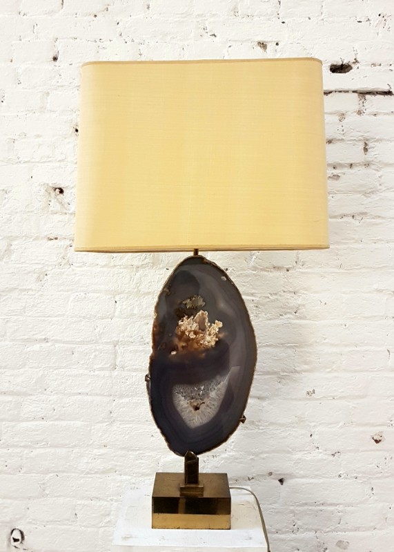 L 800 JC Importante lampe laiton doré et agate par Willy Daro