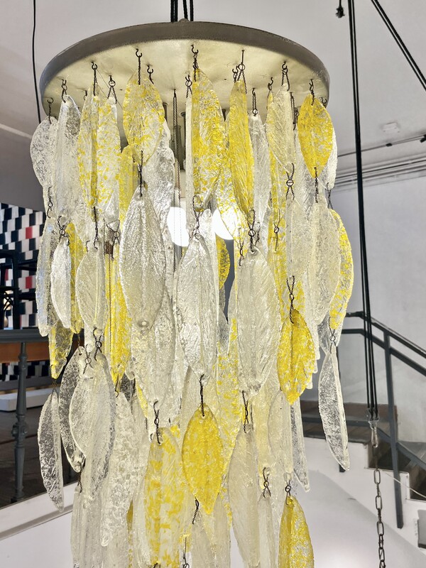 L 849 AG Large yellow mid century Murano glass chandelier Haute