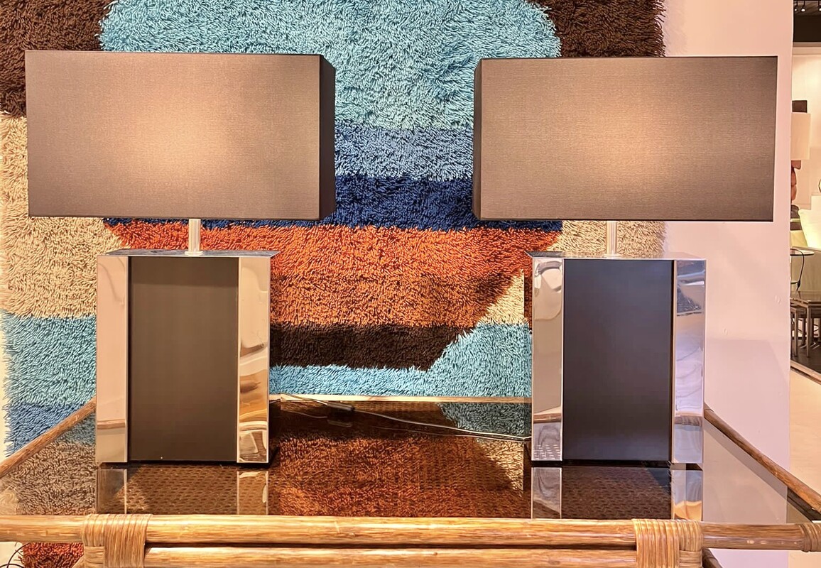 L 852 RD pair of lamps in the taste of Willy Rizzo, Italy, 1970’s