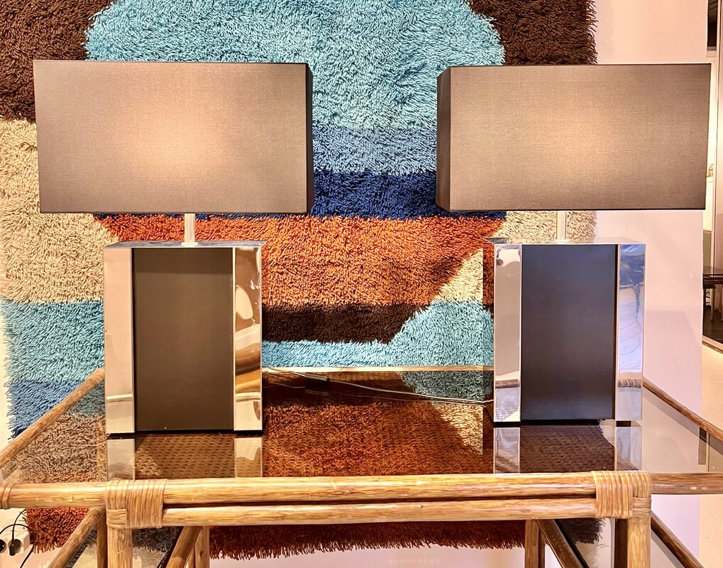 L 852 RD pair of lamps in the taste of Willy Rizzo, Italy, 1970’s