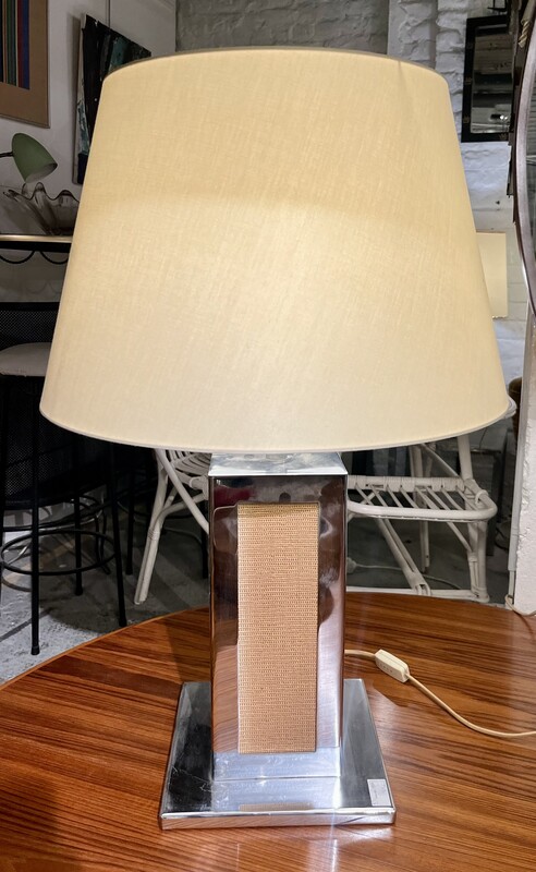 L 861 JC Chrome and rattan lamp, 1980’s
