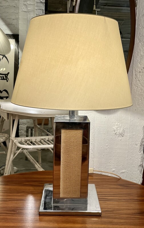 L 861 JC Chrome and rattan lamp, 1980’s