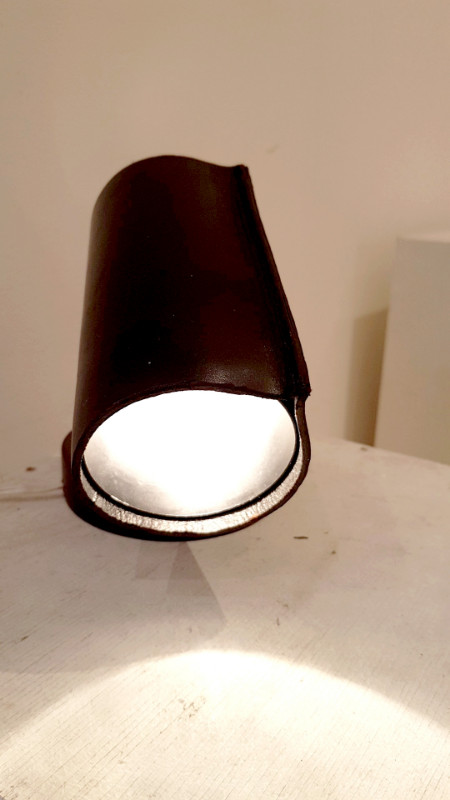 L 96 JC Wrapped leather table lamp attrib. J. Adnet