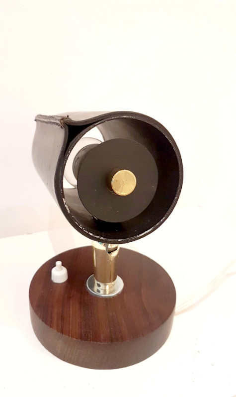 L 96 JC Wrapped leather table lamp attrib. J. Adnet