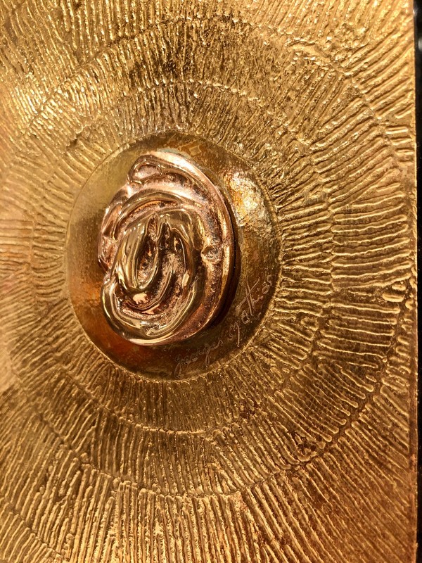 L511 ag Belgian light Georges Mathias engraved brass and resine eighties