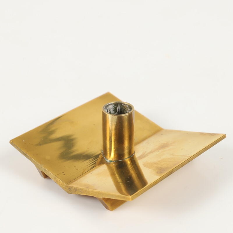 M 057 JC Pair solid brass table candel holders by Pierre Forssell Sweden