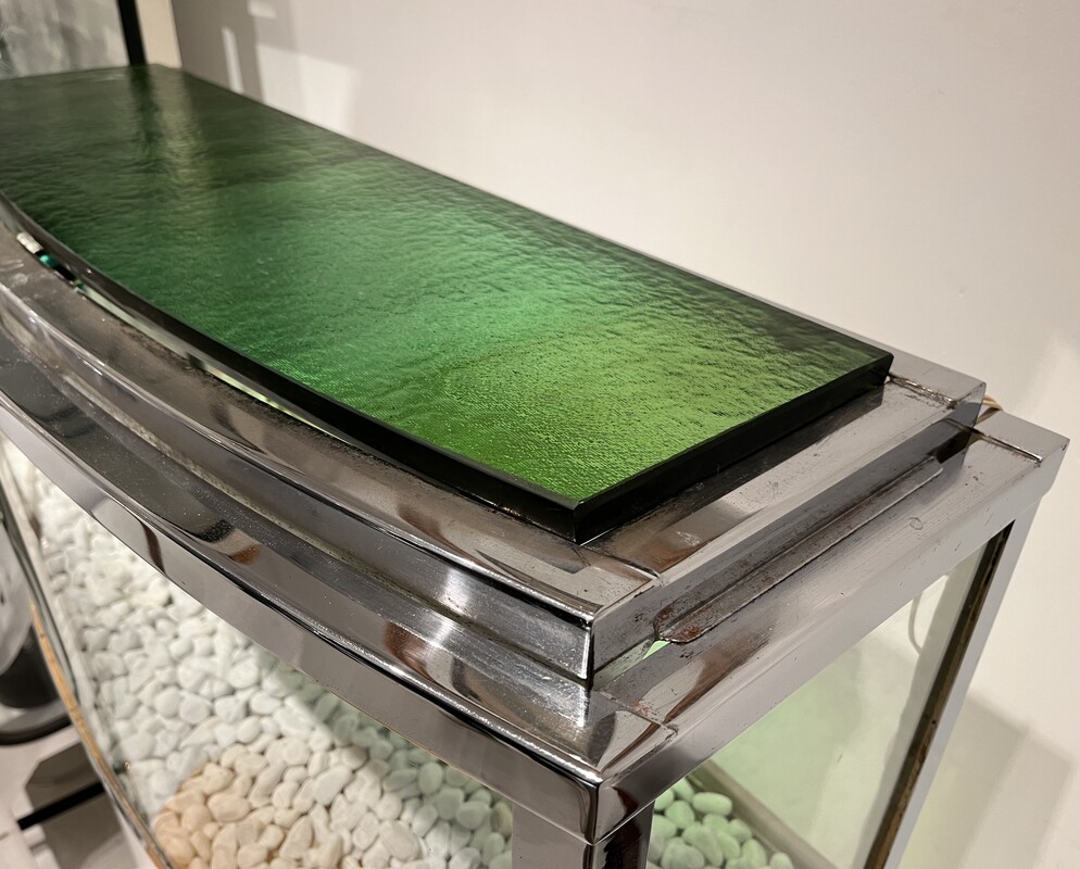 M 108 OB art deco - modernist chrome and glass aquarium - terrarium