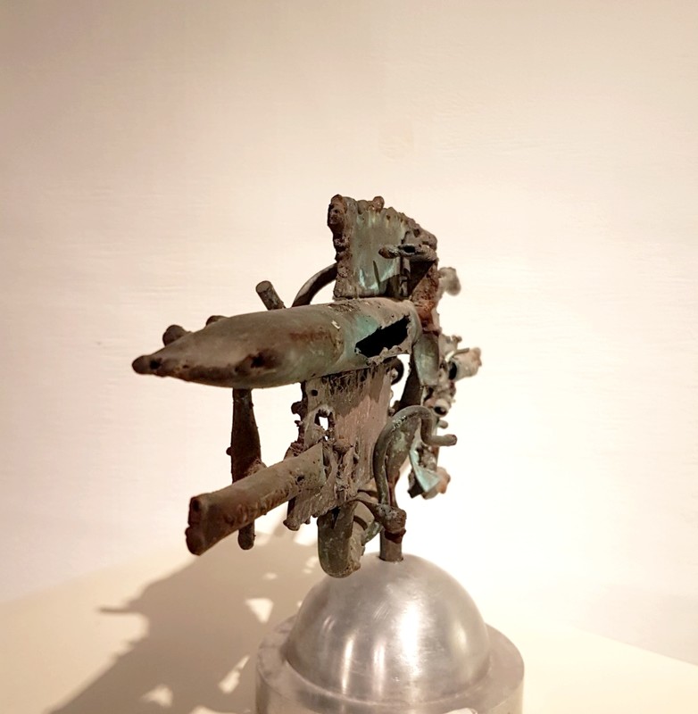 M 111 JC Brutalist steel and copper table sculpture Ca 1970