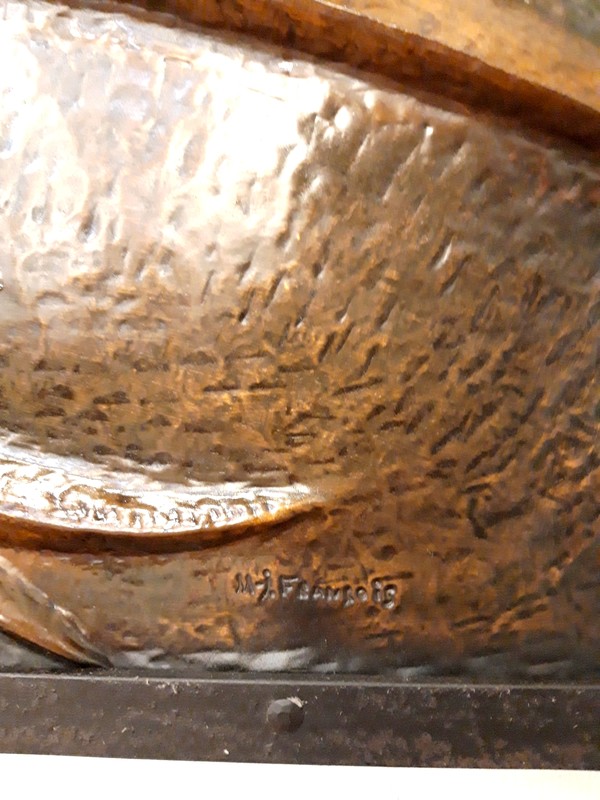 M 120 AS Bird in patinated copper signed. Ca 1960