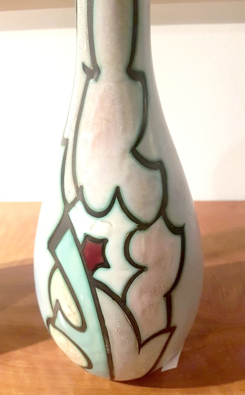 M 125 JC Pair of enamelled stoneware vases signed, holland 1960