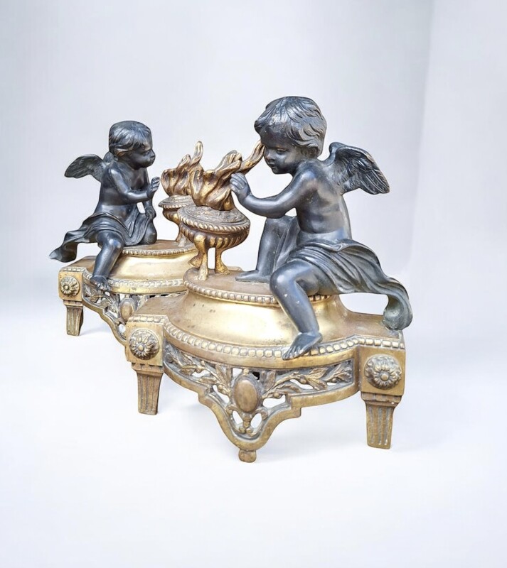 M 162 APO pair of Louis XVI style andirons