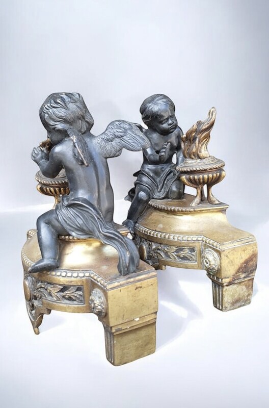 M 162 APO pair of Louis XVI style andirons