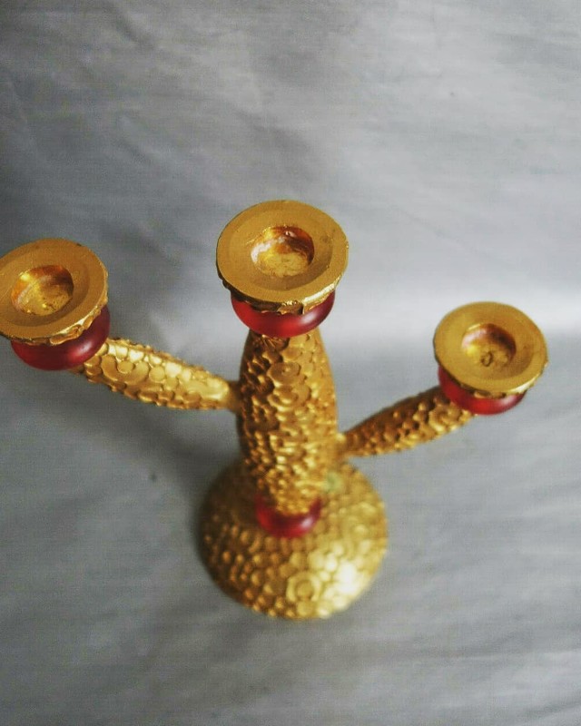 M 223 JC Gilt bronze candel holder by Richard Lauret for Fondica 1995