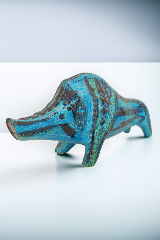 M 308 JC Ceramic Wild Boar by Aldo Londi for Bitossi 1960s 