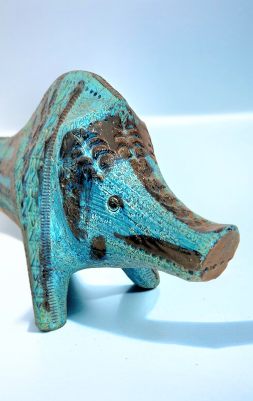 M 308 JC Ceramic Wild Boar by Aldo Londi for Bitossi 1960s 