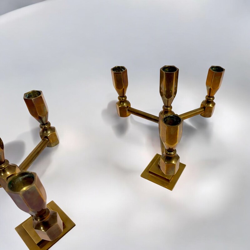 M 311 AG pair of solid brass chandelier signed and number 1970